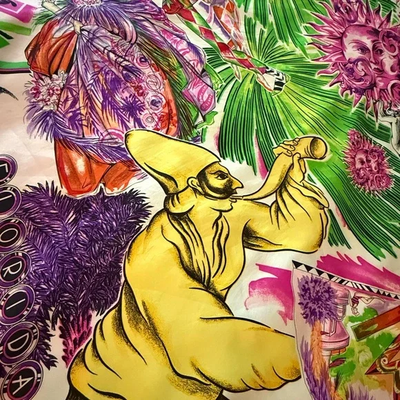 Versace Scarf. 100% Silk. Vibrant Multicolor. Made in Italy.